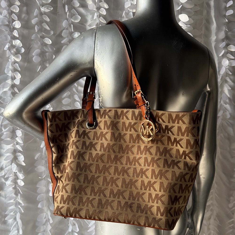 Michael Kors Tan and Brown Logo Tote